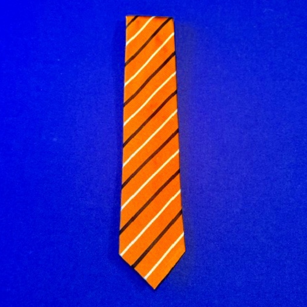Ermenegildo Zegna Orange White And Black Mens Tie 56" Length 3" Wide